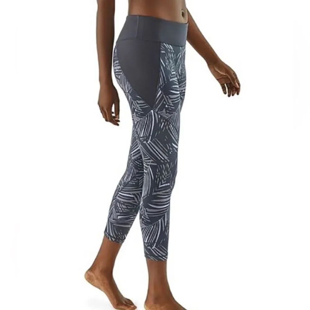 Patagonia Women’s Cropped Gray Blue Activewear Workout Yoga Gym Leggings sz M